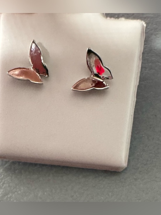 Jewelry - Sterling silver S925 plated Delicate Silver Leaf Stud Earrings in Rose and Silve